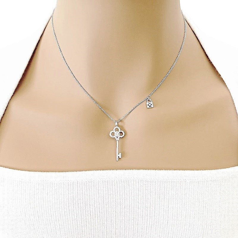 Lock & Key Cubic Zirconia Necklace - CHOMEL