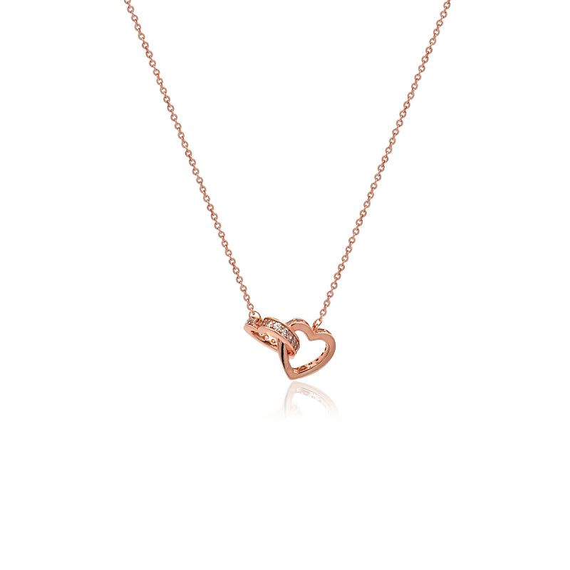 Heart Interlocking Cubic Zirconia Necklace - CHOMEL