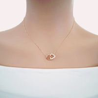 Heart Interlocking Cubic Zirconia Necklace - CHOMEL