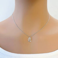 Moon & Star Cubic Zirconia Necklace - CHOMEL