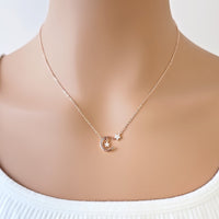 Moon  & Star Cubic Zirconia Necklace - CHOMEL