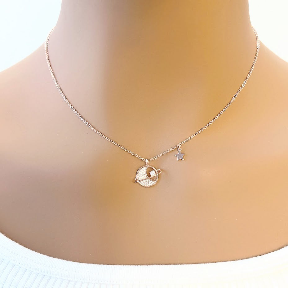 Planet Cubic Zirconia Necklace - CHOMEL