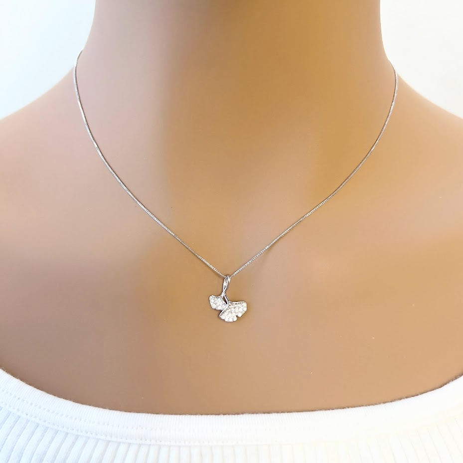 Gingko Leaf Cubic Zirconia Necklace - CHOMEL