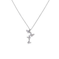 CHOMEL Cubic Zirconia 4 Butterfly Drop Rhodium Necklace