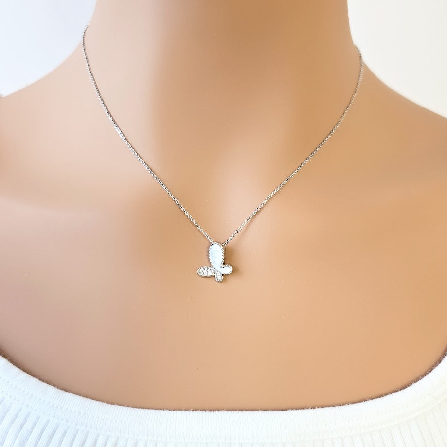Butterfly Mother of Pearl Necklace - CHOMEL