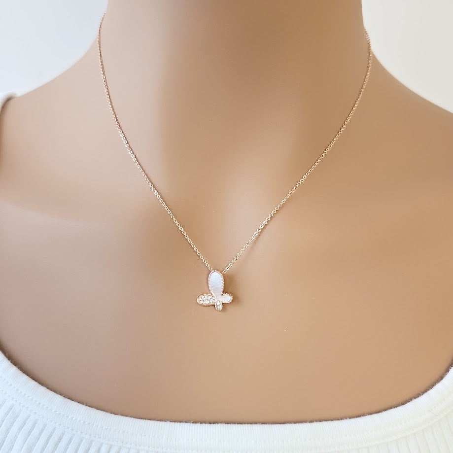 Butterfly Mother of Pearl Necklace - CHOMEL