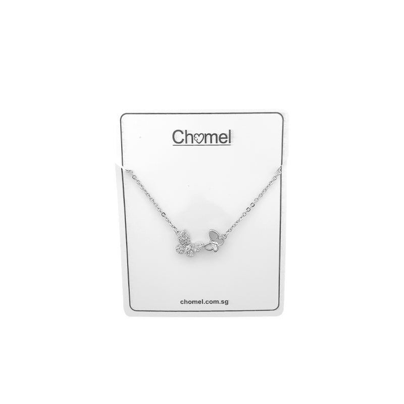 CHOMEL Cubic Zirconia and Mother of Pearl Butterfly Rhodium necklace.