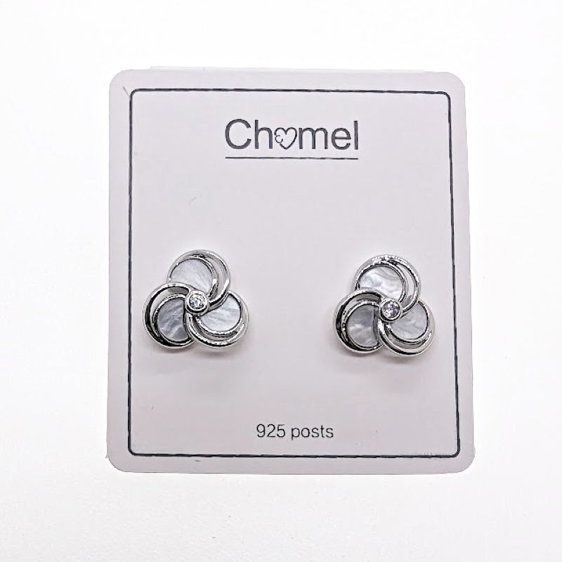 Flower Mother of Pearl Rhodium Earrings - CHOMEL