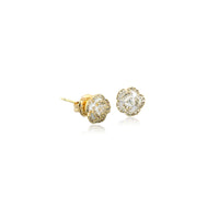 CHOMEL Cubic Zirconia Flower Gold Stud Earrings.