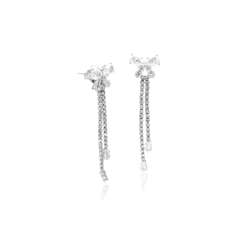 Ribbon Cubic Zirconia Earrings - CHOMEL