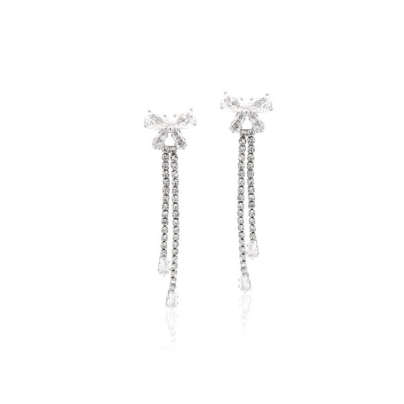 Ribbon Cubic Zirconia Earrings - CHOMEL