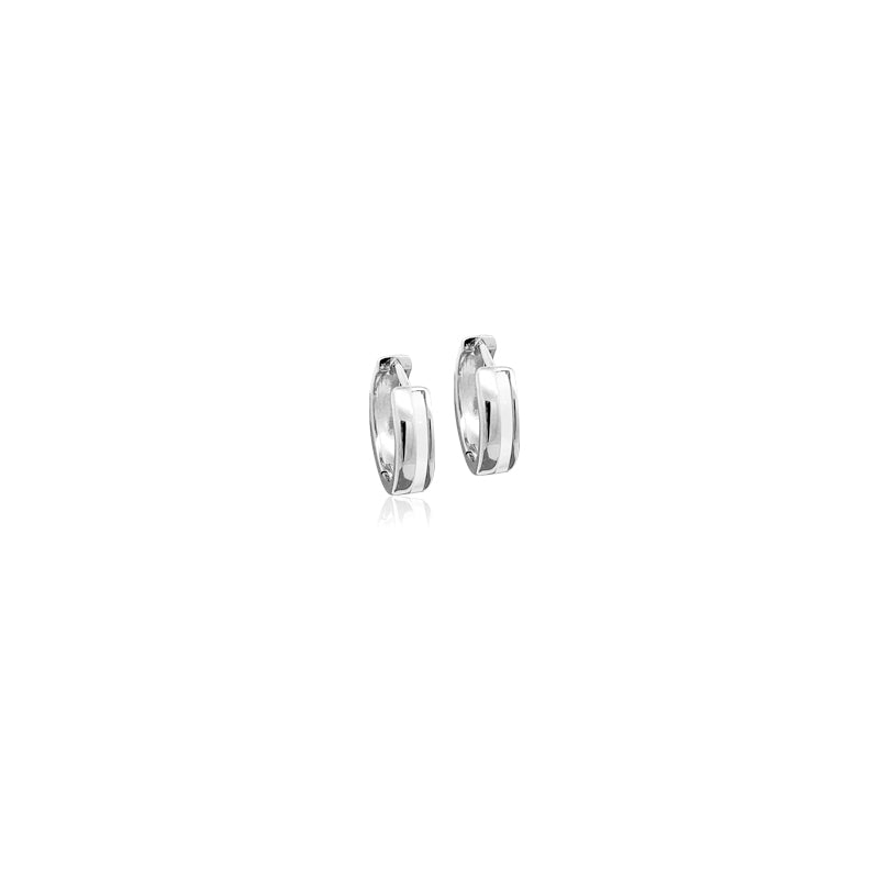 CHOMEL Mother of Pearl Rhodium Hoop Earrings.