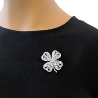 4 Leaf Clover Cubic Zirconia Brooch - CHOMEL