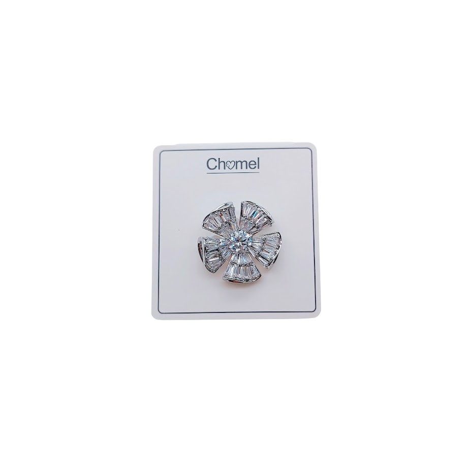 Flower Cubic Zirconia Brooch - CHOMEL
