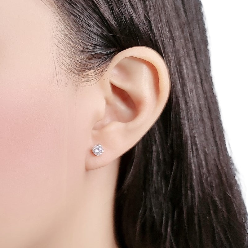 5mm Cubic Zirconia  Stud Earring, Rosegold Plated - CHOMEL