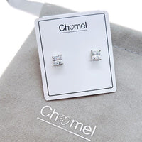5mm Princess Cut Cubic Zirconia Solitaire Stud Earring - CHOMEL
