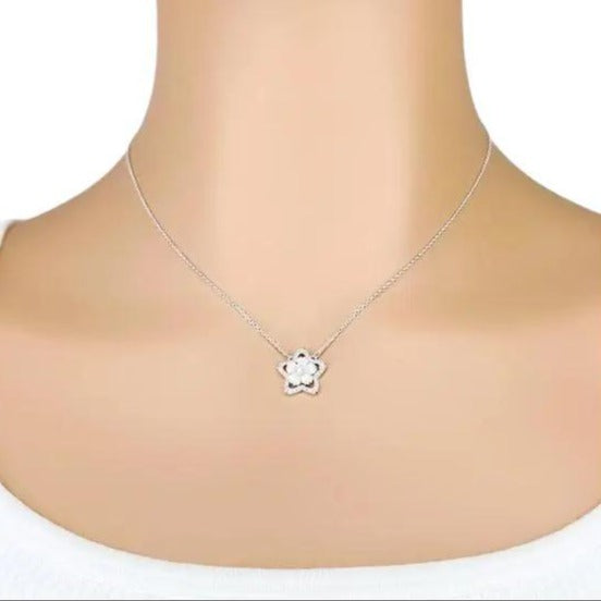 Flower Cubic Zirconia & Mother Of Pearl Necklace - CHOMEL