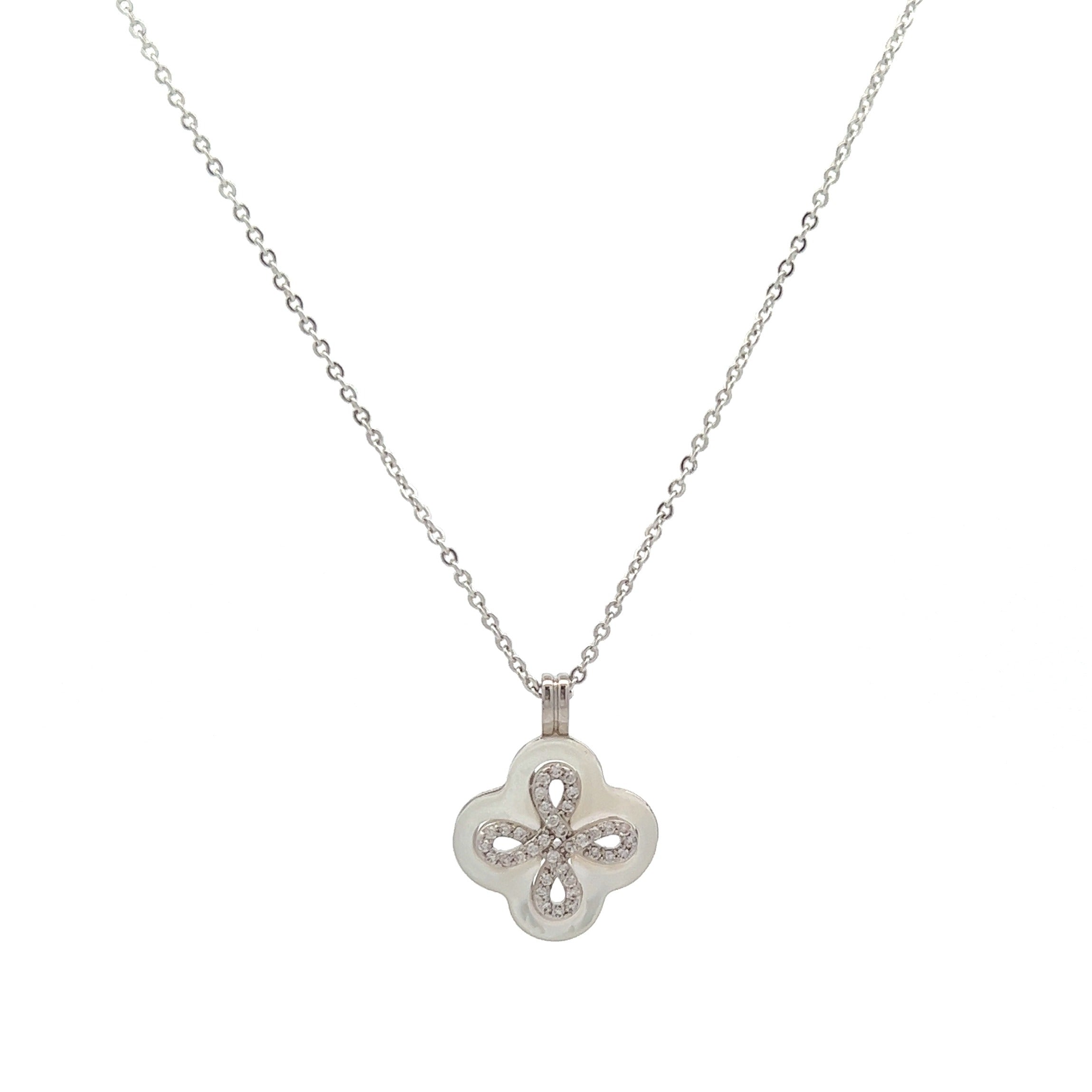 Clover Mother Of Pearl & Cubic Zirconia Necklace - CHOMEL