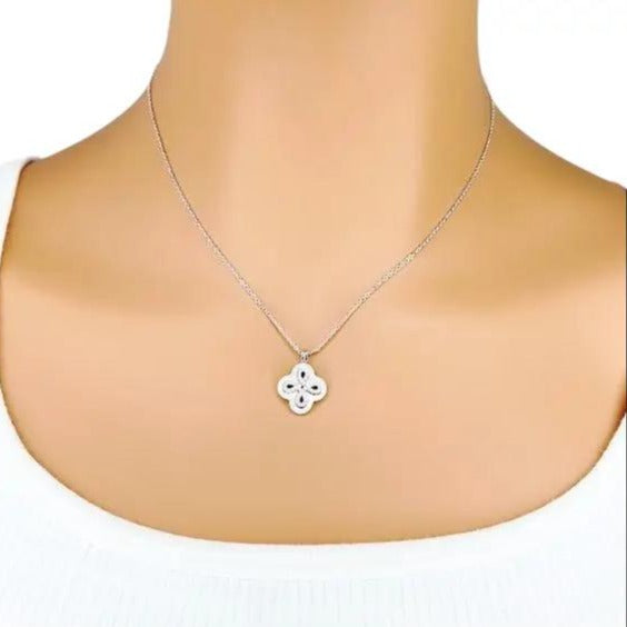 Clover Mother Of Pearl & Cubic Zirconia Necklace - CHOMEL