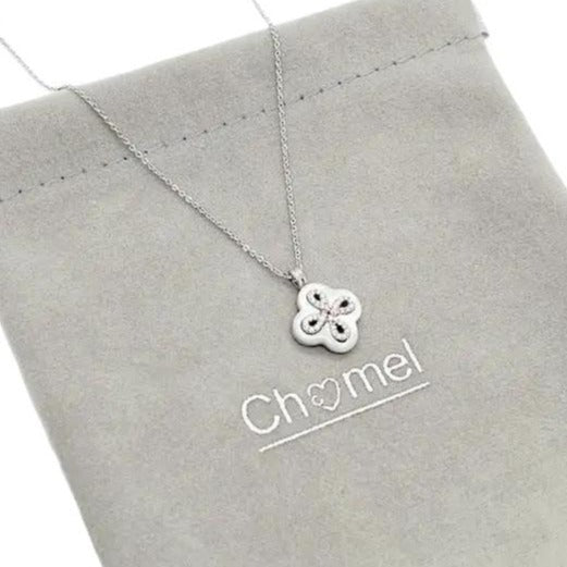 Clover Mother Of Pearl & Cubic Zirconia Necklace - CHOMEL