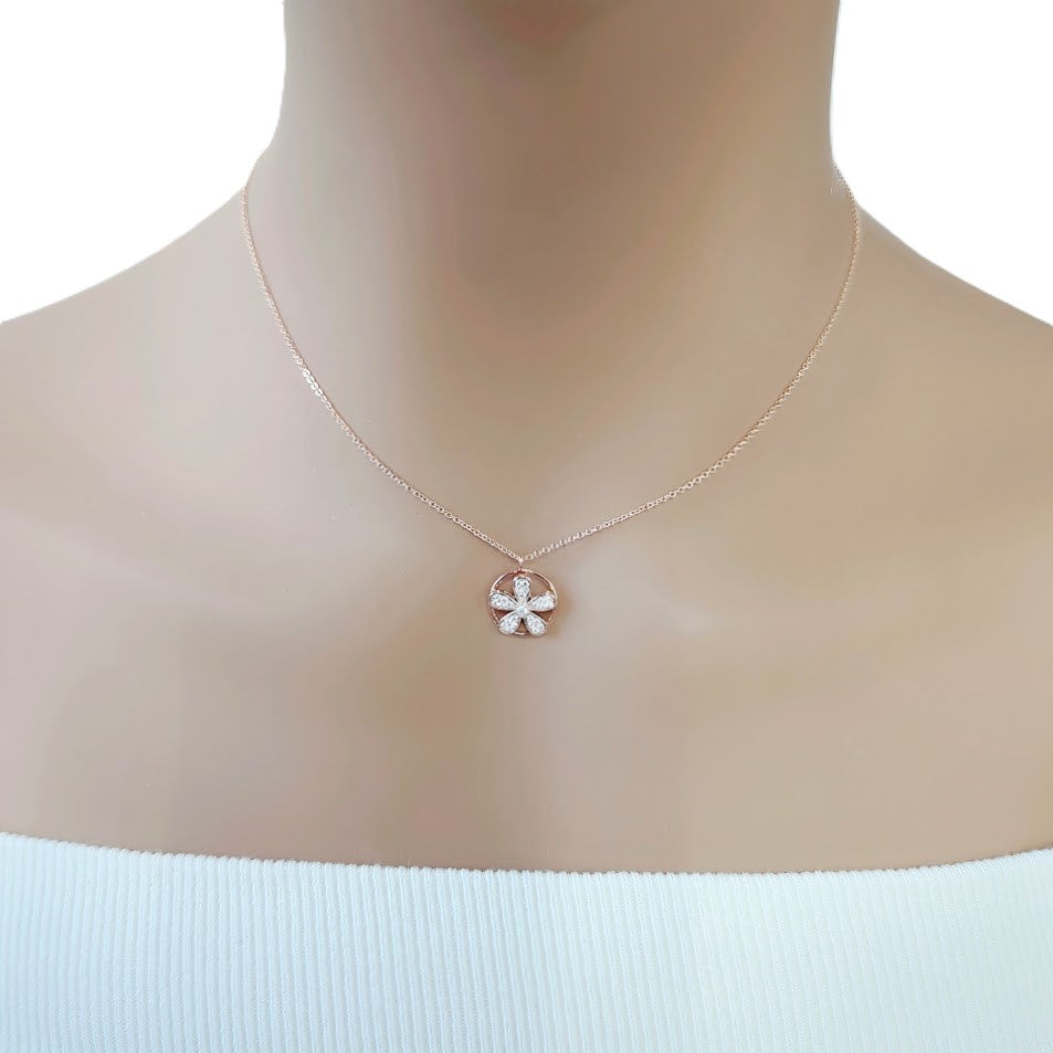 Flower Cubic Zirconia Necklace - CHOMEL