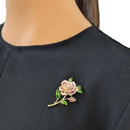 Flower Cubic Zirconia Brooch - CHOMEL