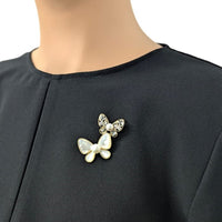 Butterfly Mother Of Pearl & Freshwater Pearl Brooch - CHOMEL