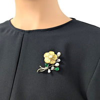 Flower Mother of Pearl & Freshwater Pearl Brooch - CHOMEL