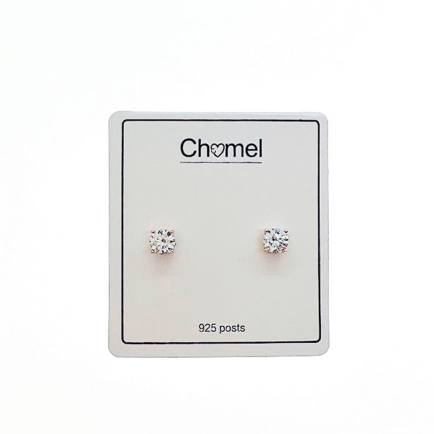 5mm Cubic Zirconia  Stud Earring, Rosegold Plated - CHOMEL
