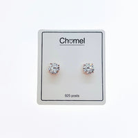 7mm Cubic Zirconia Solitaire Stud Earring - CHOMEL