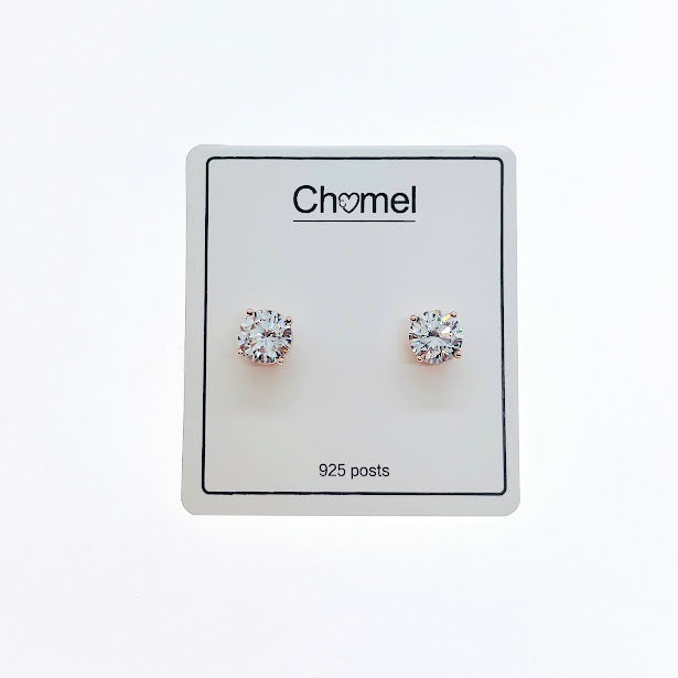 7mm Cubic Zirconia Solitaire Stud Earring - CHOMEL