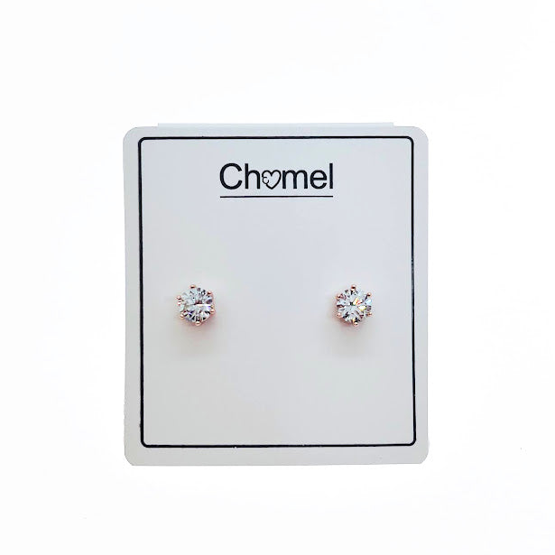 6mm Cubic Zirconia Solitaire Earring - CHOMEL