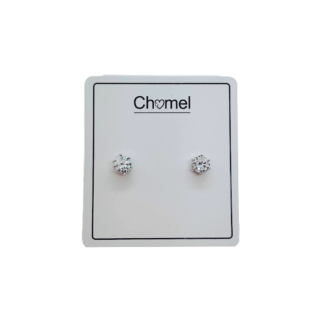 6mm Solitaire Cubic Zirconia Earring - CHOMEL