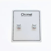 5mm Princess Cut Cubic Zirconia Solitaire Stud Earring - CHOMEL