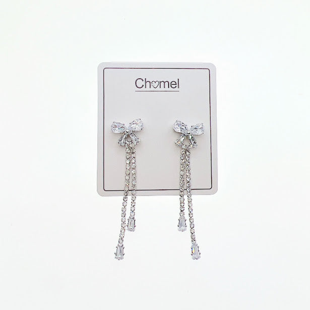 Ribbon Cubic Zirconia Earrings - CHOMEL