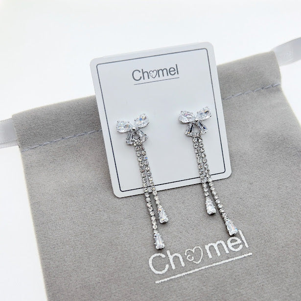 Ribbon Cubic Zirconia Earrings - CHOMEL