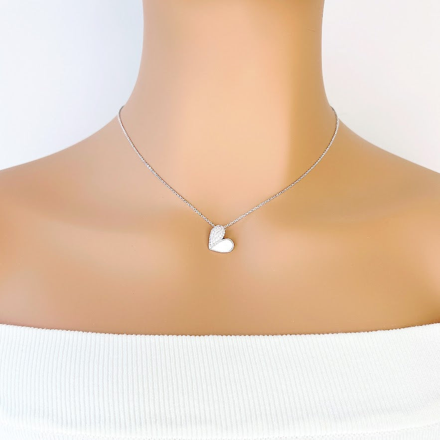 Heart Cubic Zirconia & Mother Of Pearl Necklace - CHOMEL