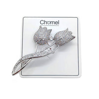 Flower Cubic Zirconia Brooch - CHOMEL