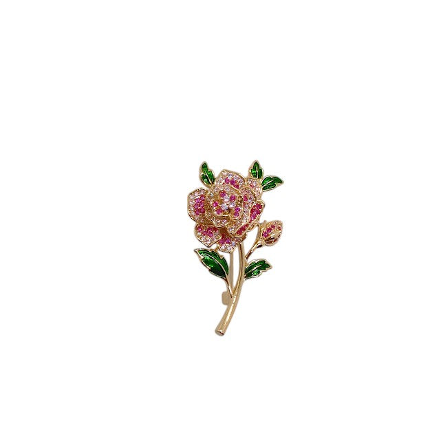 Flower Cubic Zirconia Brooch - CHOMEL