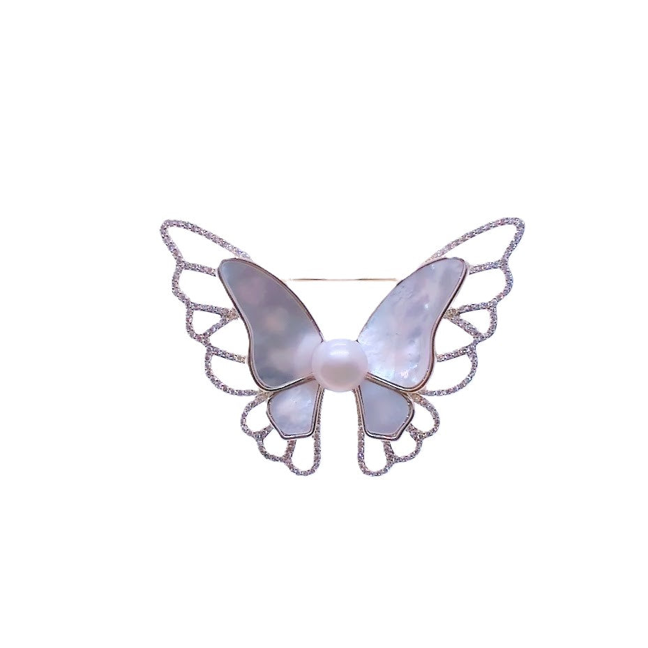 Butterfly Freshwater Pearl Brooch - CHOMEL