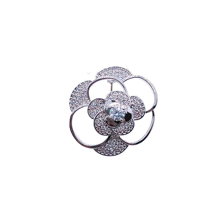 Flower Cubic Zirconia Brooch - CHOMEL