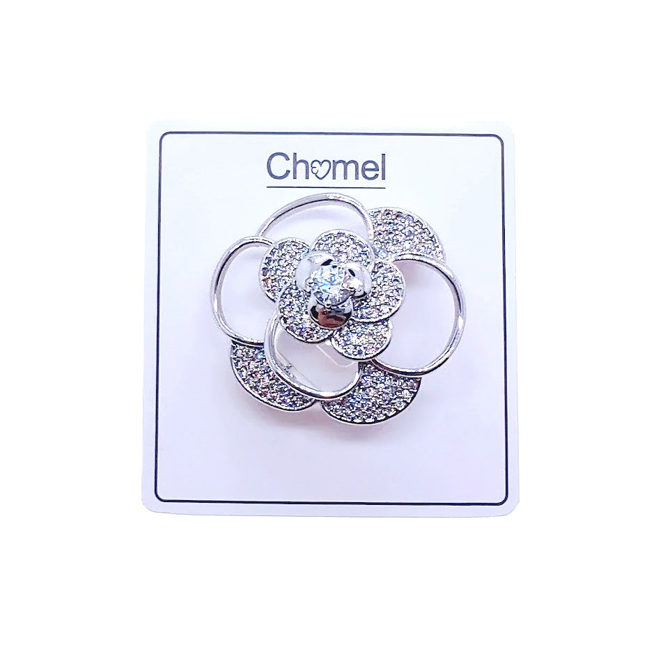 Flower Cubic Zirconia Brooch - CHOMEL