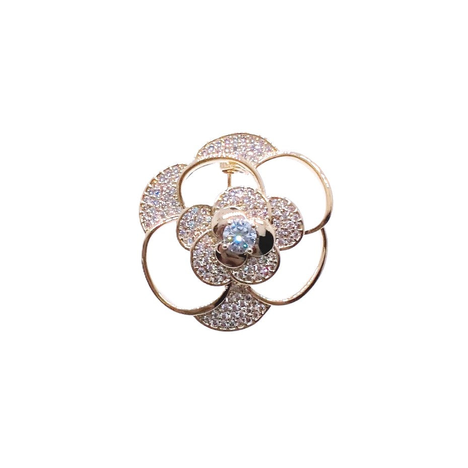 Flower Cubic Zirconia Brooch - CHOMEL