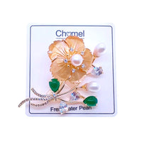 Flower Mother of Pearl & Freshwater Pearl Brooch - CHOMEL