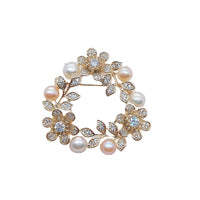 Flower Freshwater Pearl & Cubic Zirconia Brooch - CHOMEL