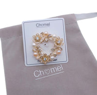 Flower Freshwater Pearl & Cubic Zirconia Brooch - CHOMEL