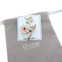 Flower Mother Of Pearl & Freshwater Pearl Brooch - CHOMEL