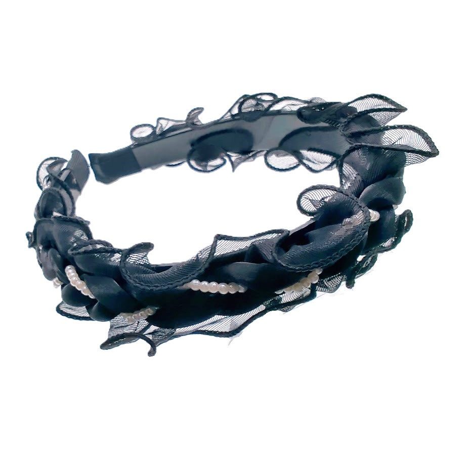 Hairband with Ruffles & Pearls - CHOMEL