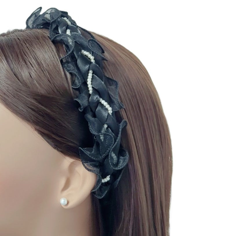 Hairband with Ruffles & Pearls - CHOMEL