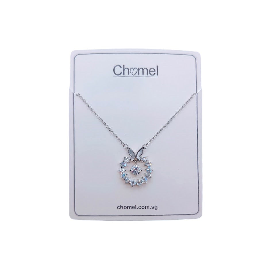 Butterfly Mother of Pearl & Cubic Zirconia Necklace - CHOMEL
